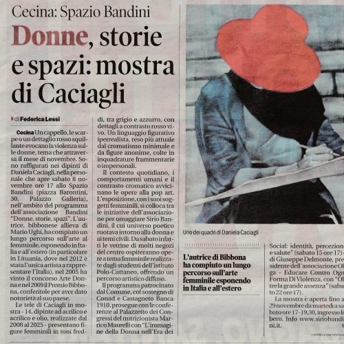 Dal Tirreno: La mostra di Daniella Caciagli a Cecina nello Spazio Bandini