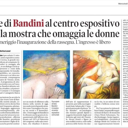 L’arte di Sirio Bandini su Il Tirreno – Mostra “Donne, storie, spazi” a Cecina